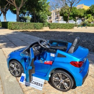 COCHE BMW 6GT 12v azul pintado, RUEDAS GOMA, ASIENTO POLIPIEL - INDA216-JJ2164BLUE